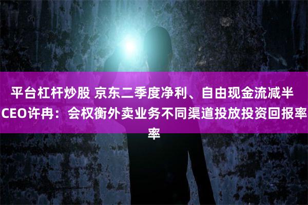 平台杠杆炒股 京东二季度净利、自由现金流减半 CEO许冉：会权衡外卖业务不同渠道投放投资回报率