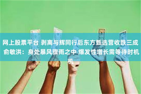 网上股票平台 剥离与辉同行后东方甄选营收跌三成 俞敏洪：身处暴风骤雨之中 爆发性增长需等待时机
