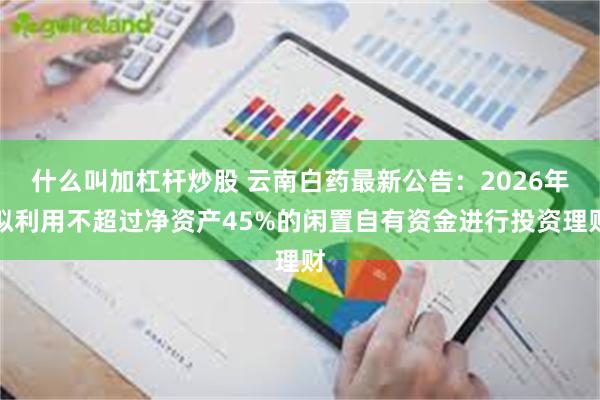 什么叫加杠杆炒股 云南白药最新公告：2026年拟利用不超过净资产45%的闲置自有资金进行投资理财