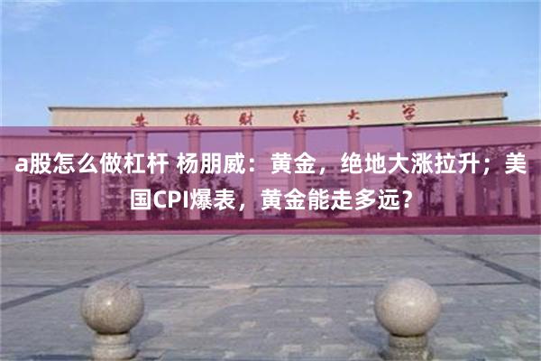 a股怎么做杠杆 杨朋威:黄金,绝地大涨拉升;美国CPI爆表,黄金能走多远?