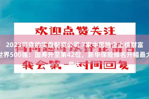 2023可查的实盘配资公司 7家中国险企上榜财富世界500强:国寿升至第42位,新华保险排名升幅最大