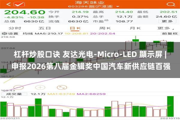 杠杆炒股口诀 友达光电-Micro-LED 顯示屏 | 申报2026第八届金辑奖中国汽车新供应链百强