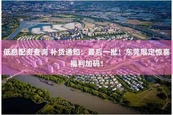 低息配资查询 补货通知：最后一批！东莞限定惊喜福利加码！